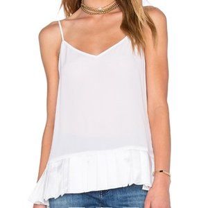 Equipment white Silk v-neck Camisole with ruffled hem S